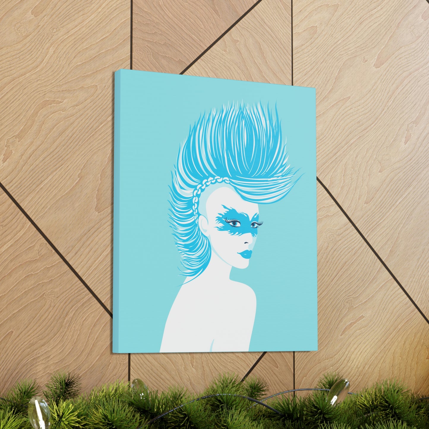 Blue Punk Woman Art Unique Edgy Graphic Aesthetic Classic Art Canvas Gallery Wraps