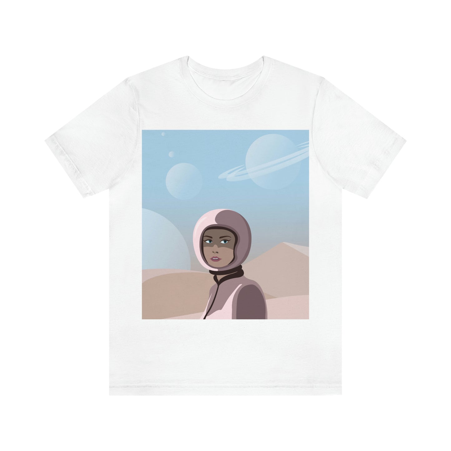 Astronaut Woman Aliens Minimal Art Aesthetic Unisex Jersey Short Sleeve T-Shirt