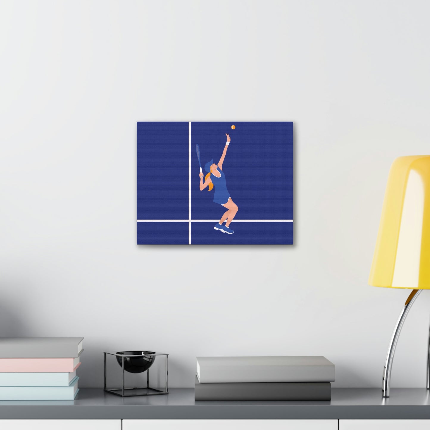 Tennis Player Blue Art Sports Team Classic Art Canvas Gallery Wraps