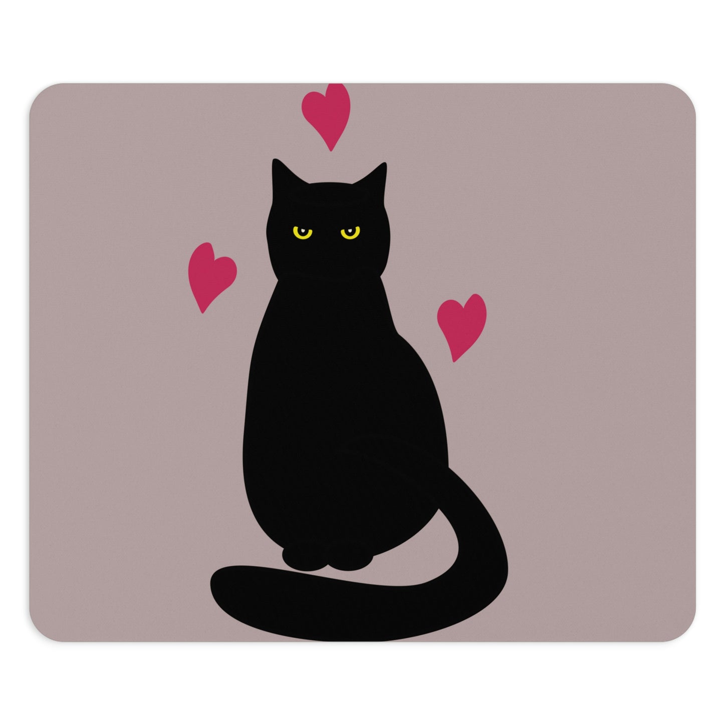 Black Cat with Heart Love Ergonomic Non-slip Creative Design Mouse Pad