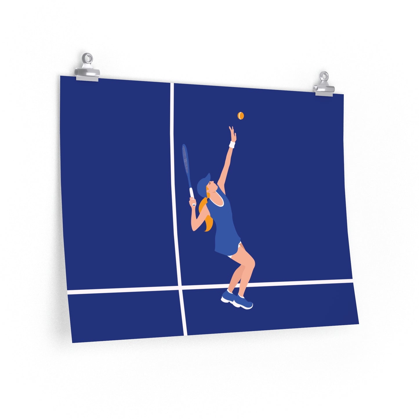 Tennis Player Blue Art Sports Team Premium Matte Horizontal Posters