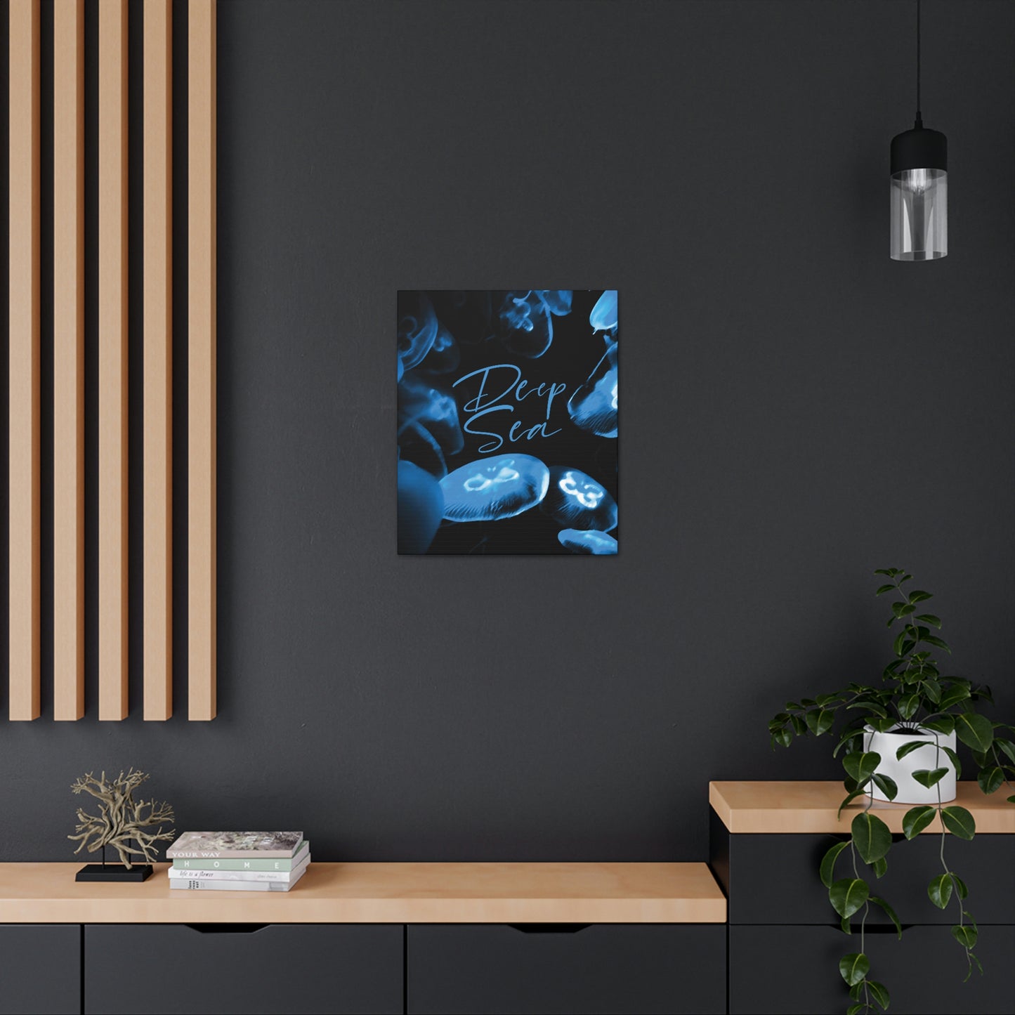 Deep Sea Jellyfish Silhouette Eco Friendly Life Sign Aesthetic Classic Art Canvas Gallery Wraps