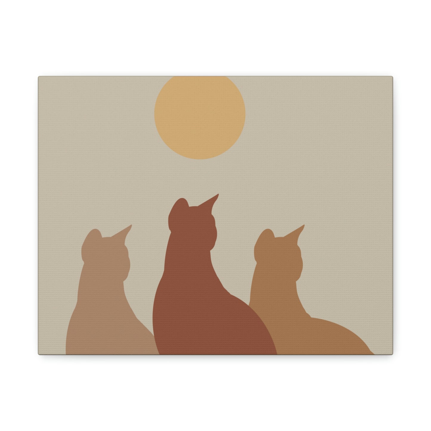 Abstract Boho Cats Relaxed Aesthetic Beige Minimalist Classic Art Canvas Gallery Wraps