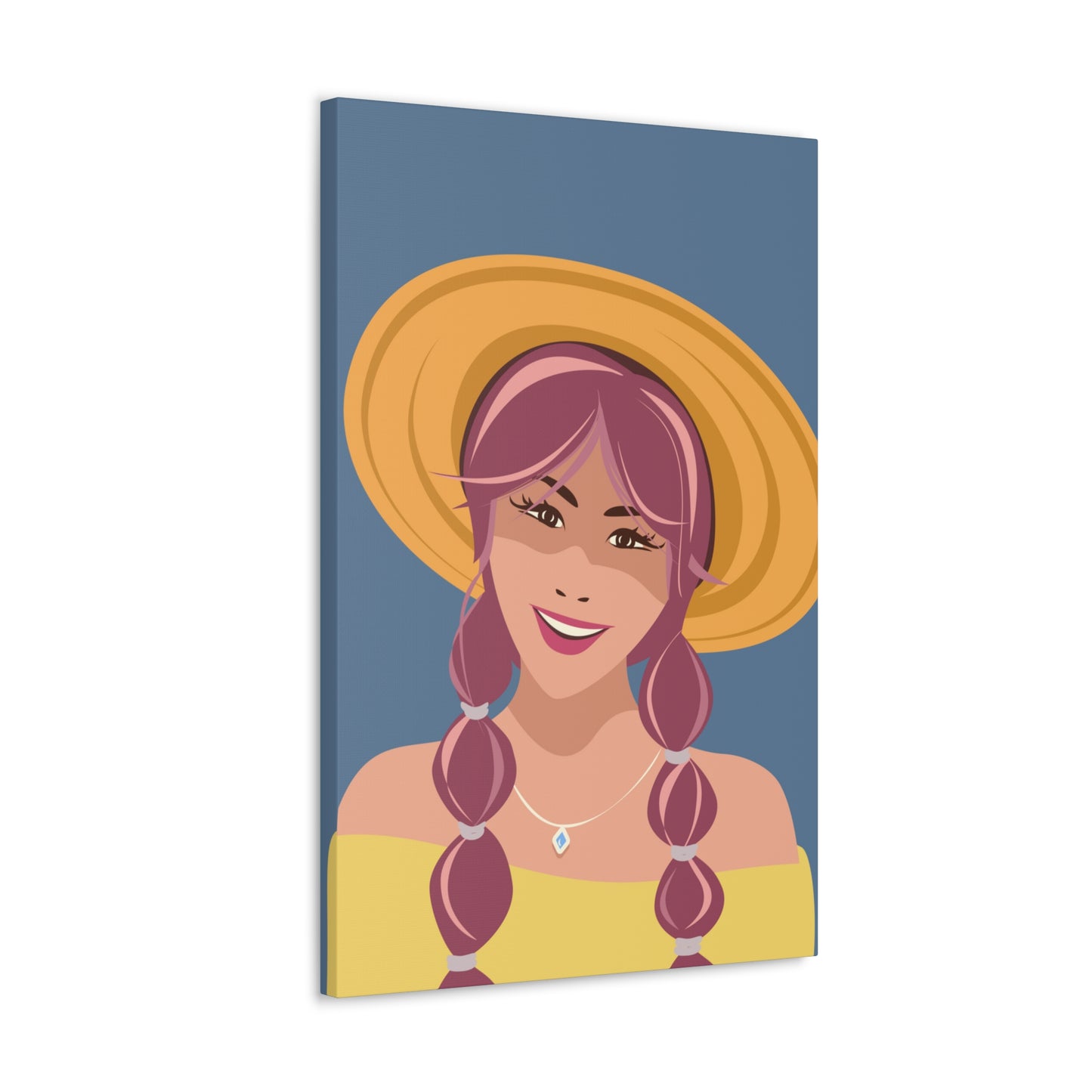 Happy Woman with Rose Hair Aesthetic Art Canvas Gallery Wraps