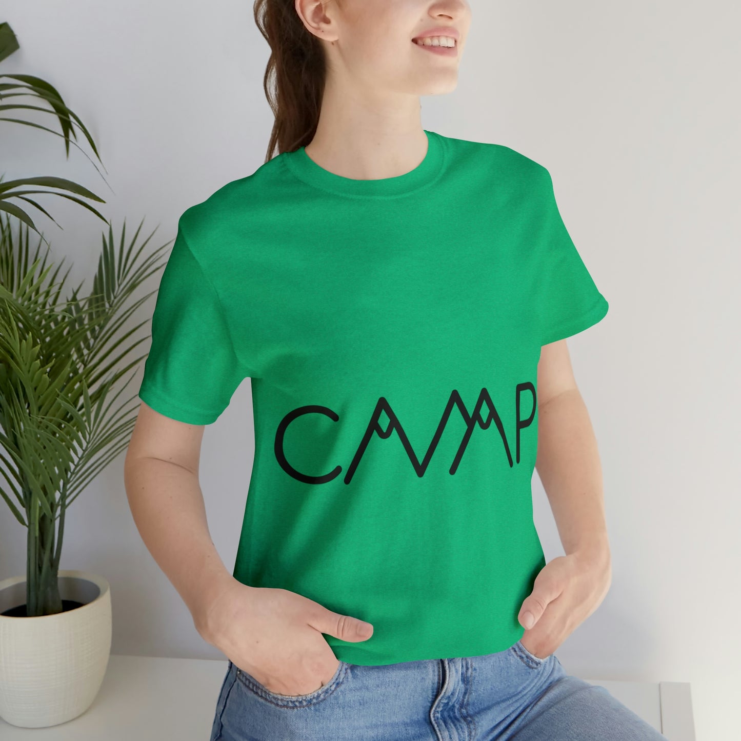 Camping Typography Minimal Art Unisex Jersey Short Sleeve T-Shirt