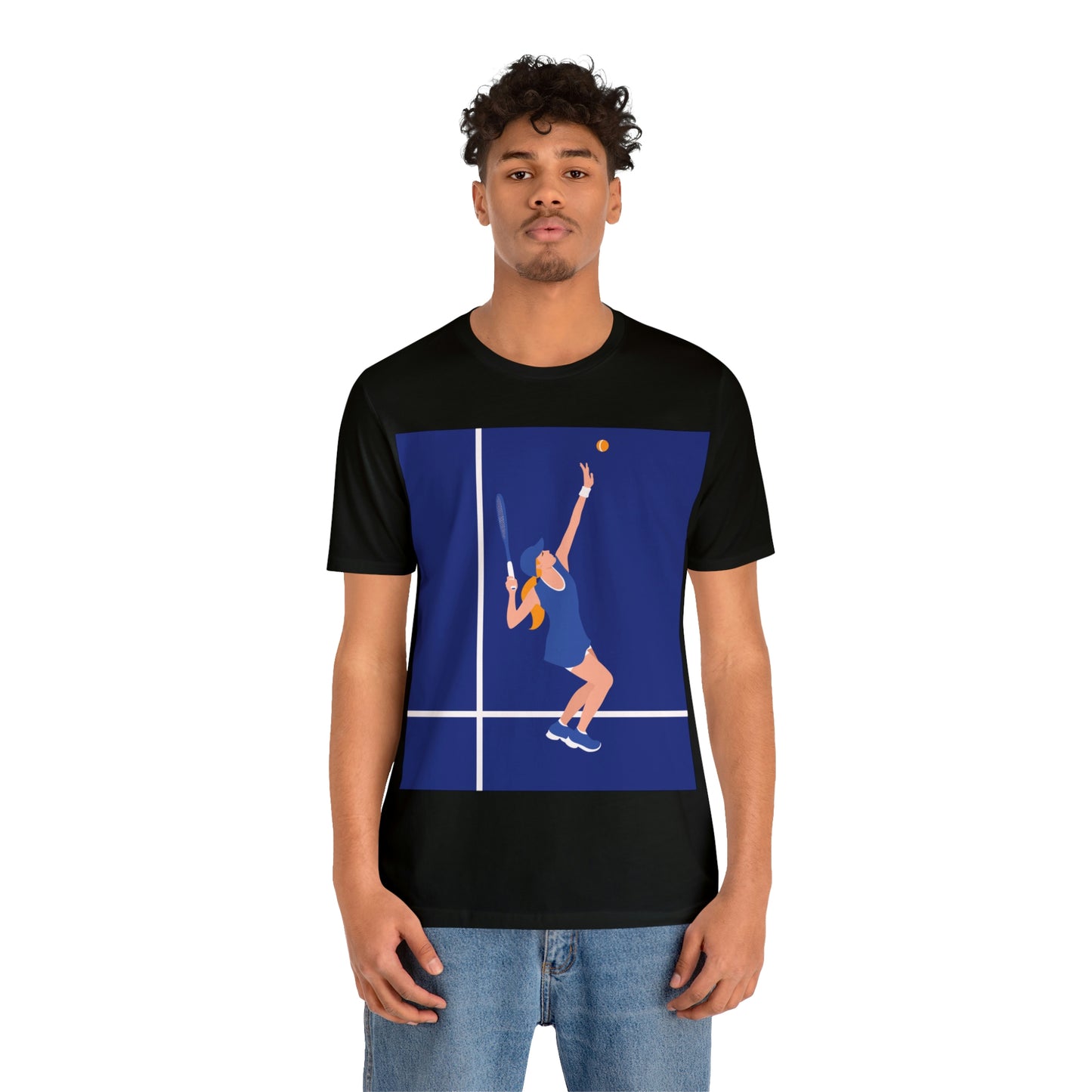 Tennis Player Blue Art Sports Team Unisex Jersey Short Sleeve T-Shirt