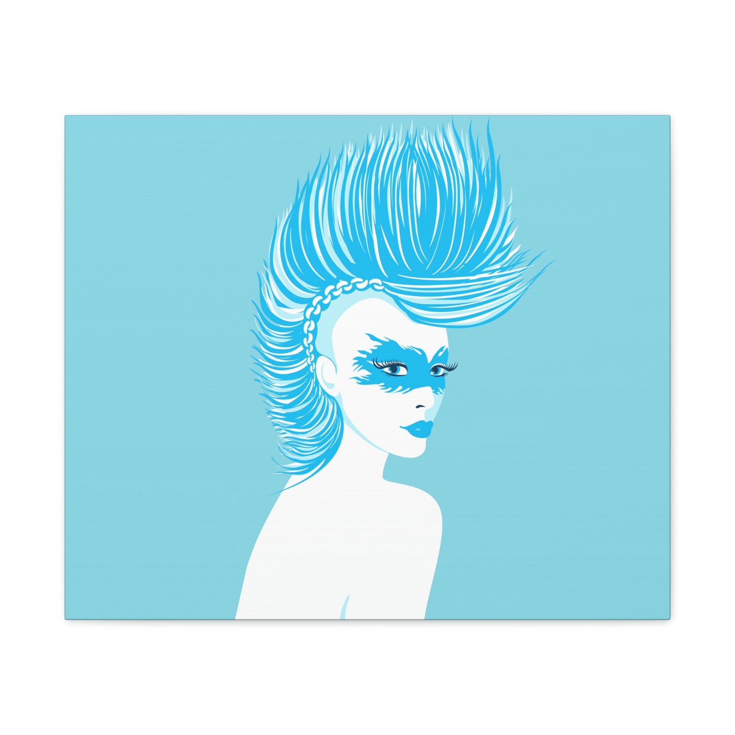 Blue Punk Woman Art Unique Edgy Graphic Aesthetic Classic Art Canvas Gallery Wraps