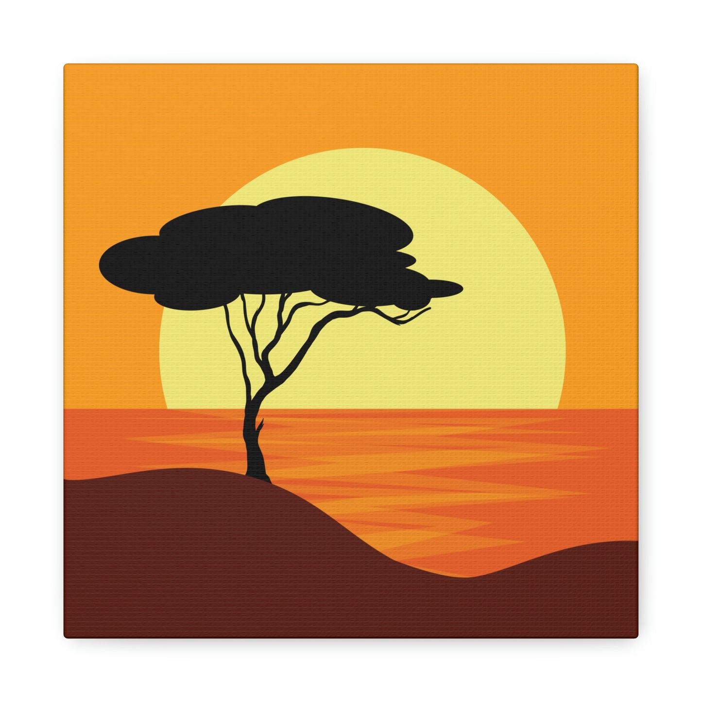 Africa Savanna Sunset Minimal Landscape View Aesthetic Classic Art Canvas Gallery Wraps