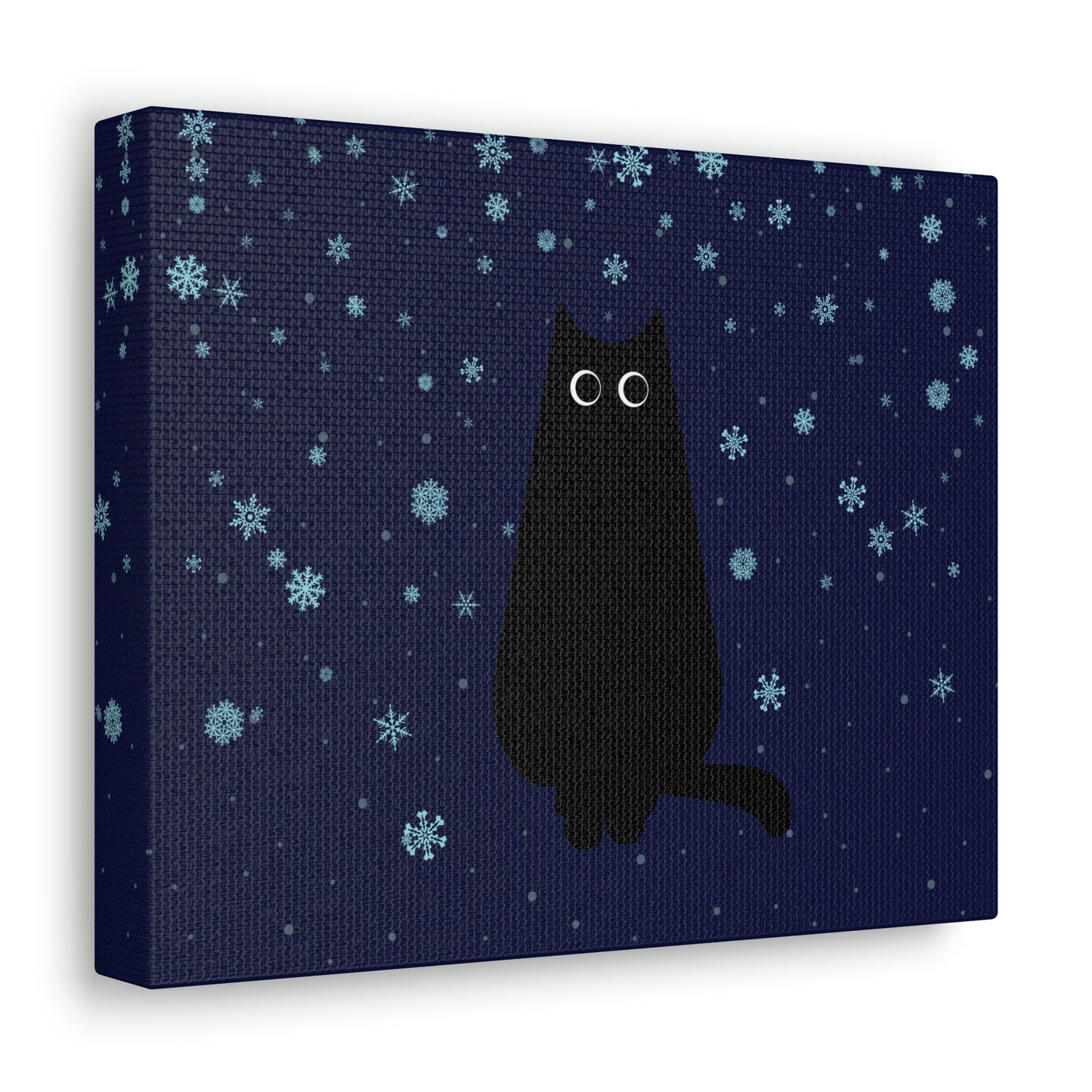 Black Cat Winter Snowflake Anime Art Classic Art Canvas Gallery Wraps