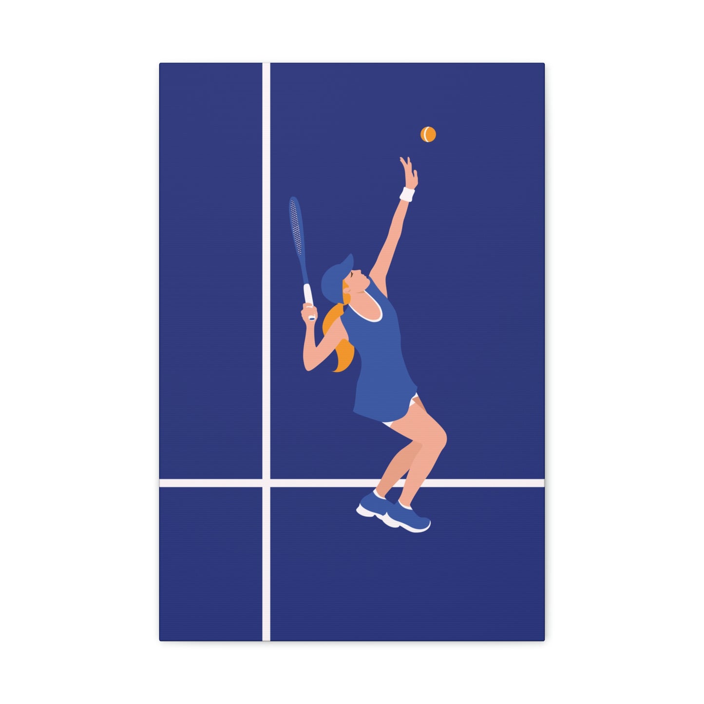 Tennis Player Blue Art Sports Team Classic Art Canvas Gallery Wraps