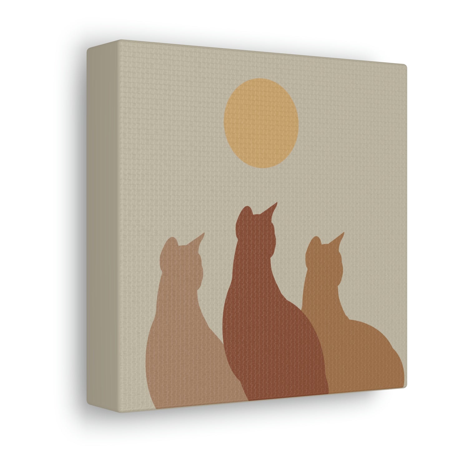 Abstract Boho Cats Relaxed Aesthetic Beige Minimalist Classic Art Canvas Gallery Wraps