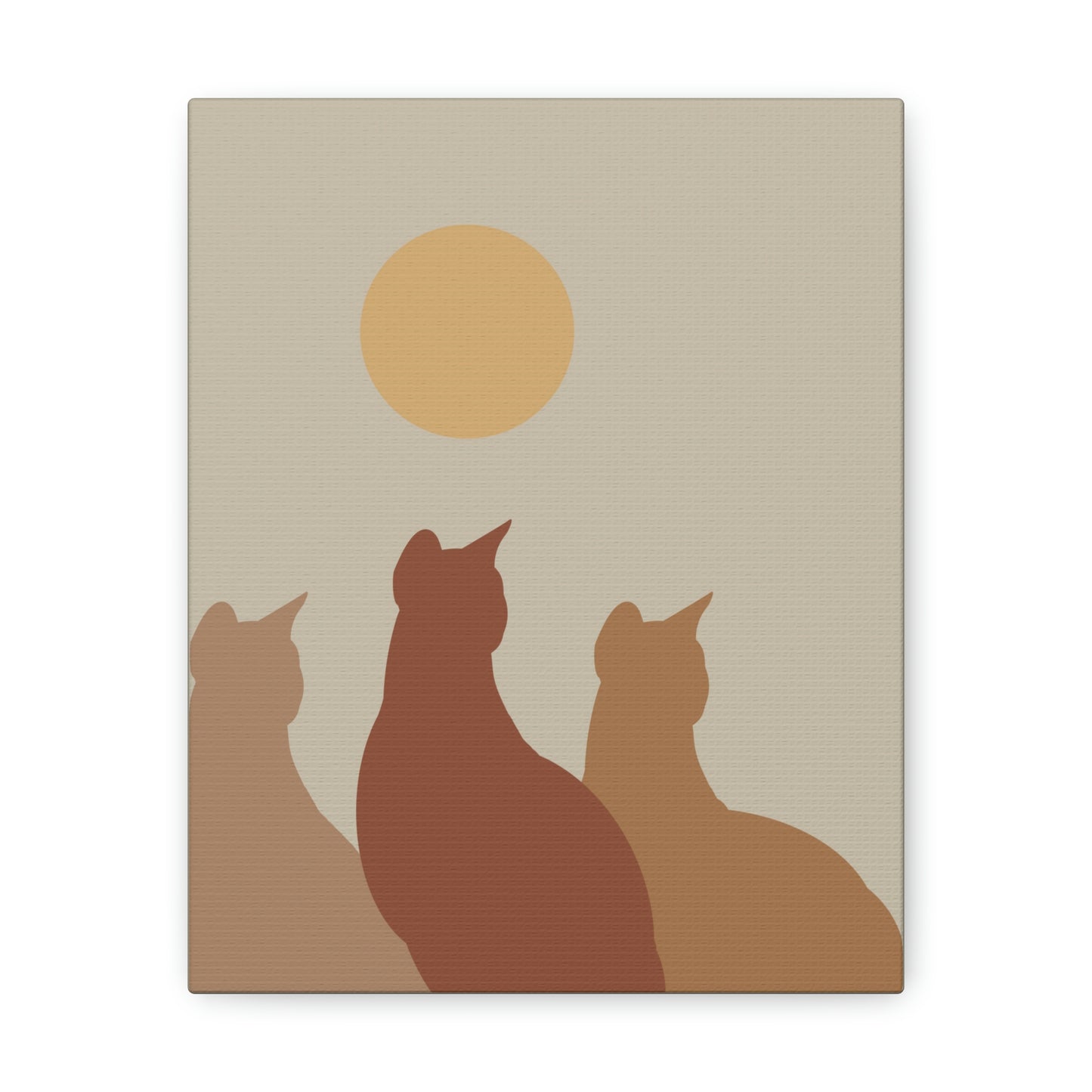 Abstract Boho Cats Relaxed Aesthetic Beige Minimalist Classic Art Canvas Gallery Wraps