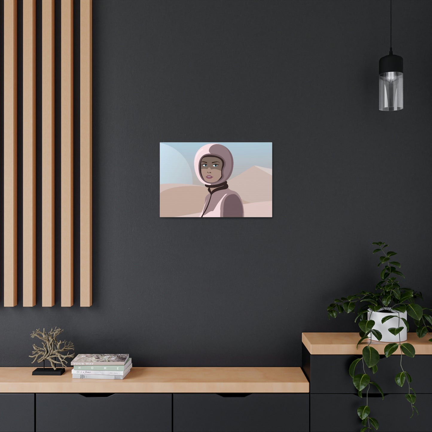 Astronaut Woman Aliens Minimal Aesthetic Classic Art Canvas Gallery Wraps