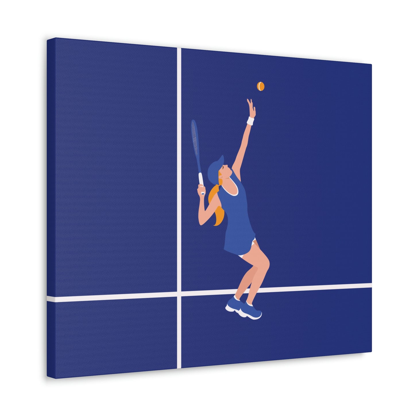 Tennis Player Blue Art Sports Team Classic Art Canvas Gallery Wraps