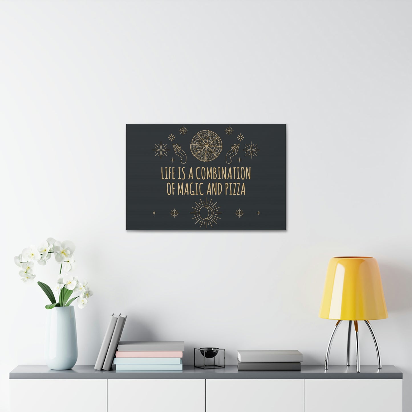 Life Is A Combination Of Magic And Pizza Love Funny Quotes Aesthetic Classic Art Canvas Gallery Wraps