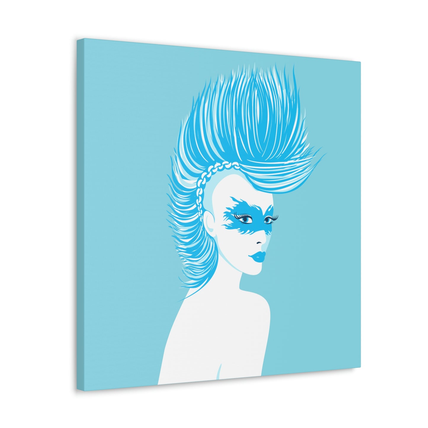 Blue Punk Woman Art Unique Edgy Graphic Aesthetic Classic Art Canvas Gallery Wraps