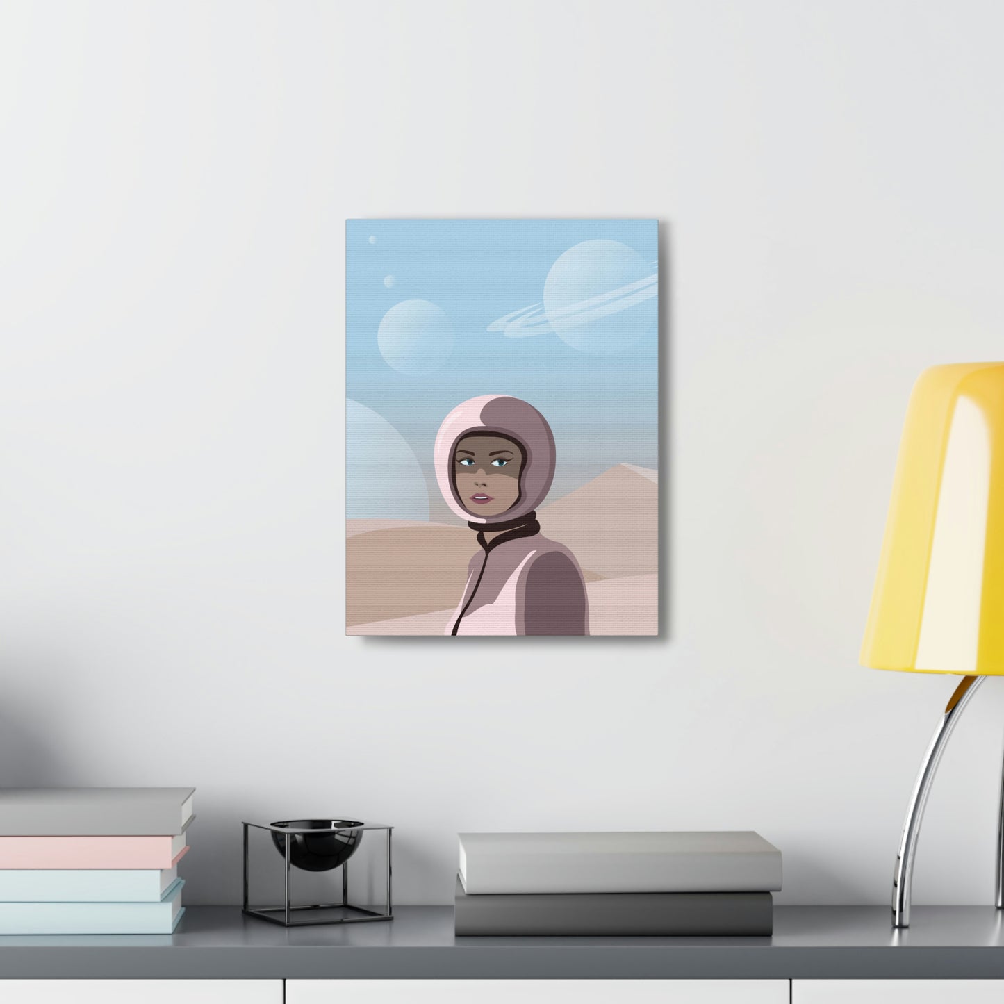 Astronaut Woman Aliens Minimal Aesthetic Classic Art Canvas Gallery Wraps