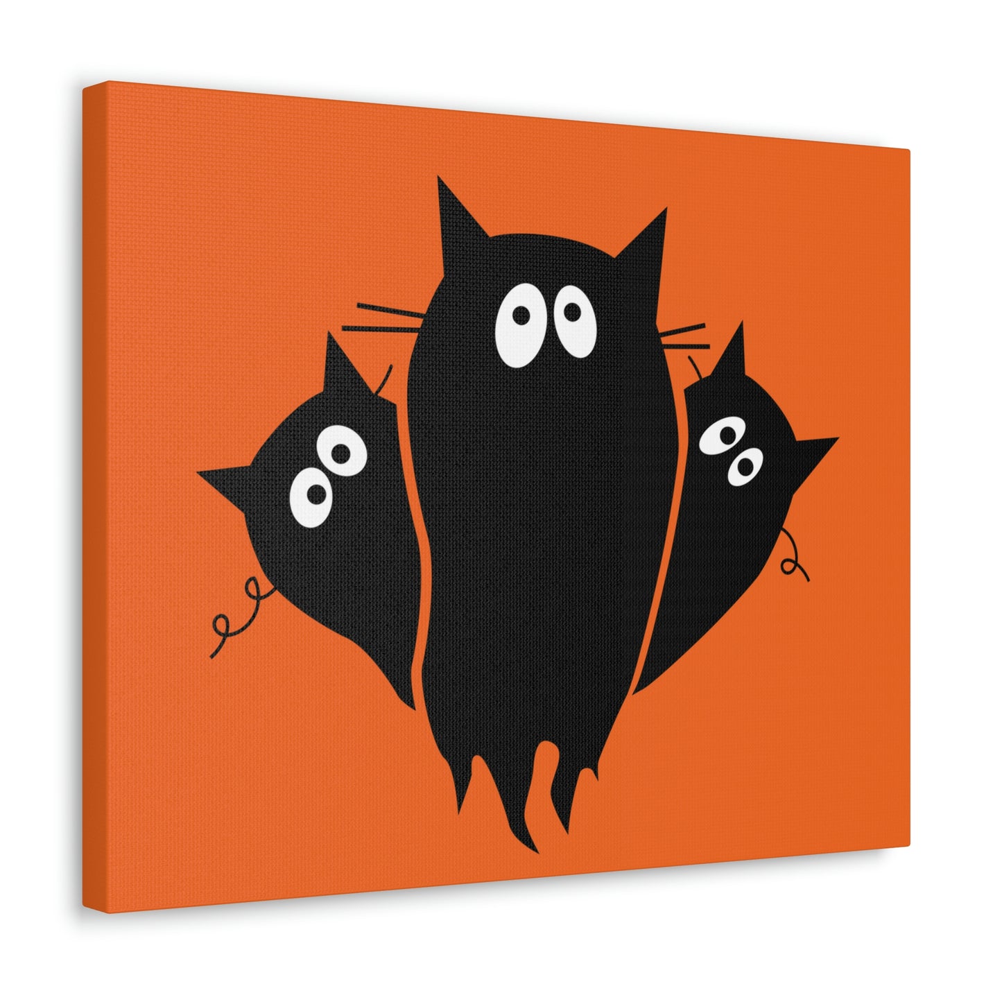 Funny Black Cats Lovers Watching Eyes Cartoon Halloween Meme Aesthetic Classic Art Canvas Gallery Wraps