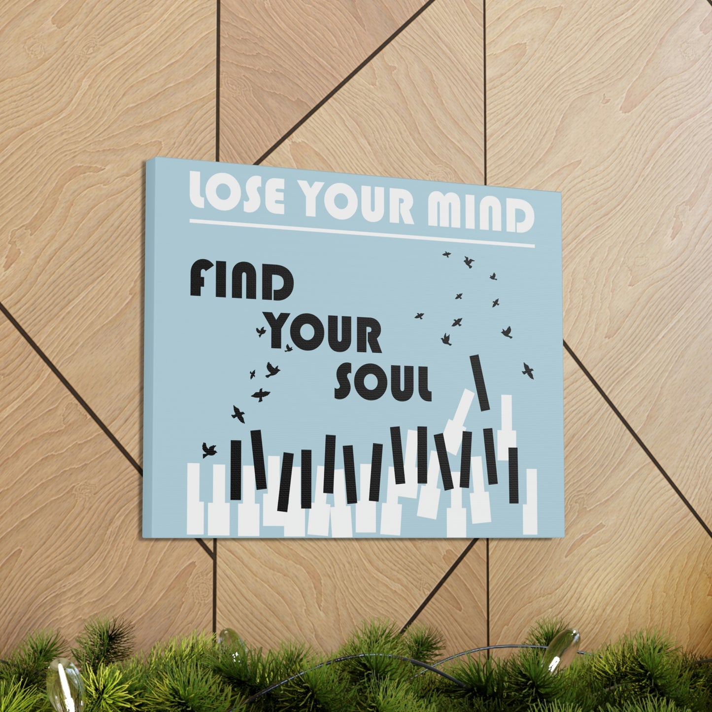 Lose Your Mind Find your Soul Flying birds Piano Keys Music Aesthetic Classic Art Canvas Gallery Wraps