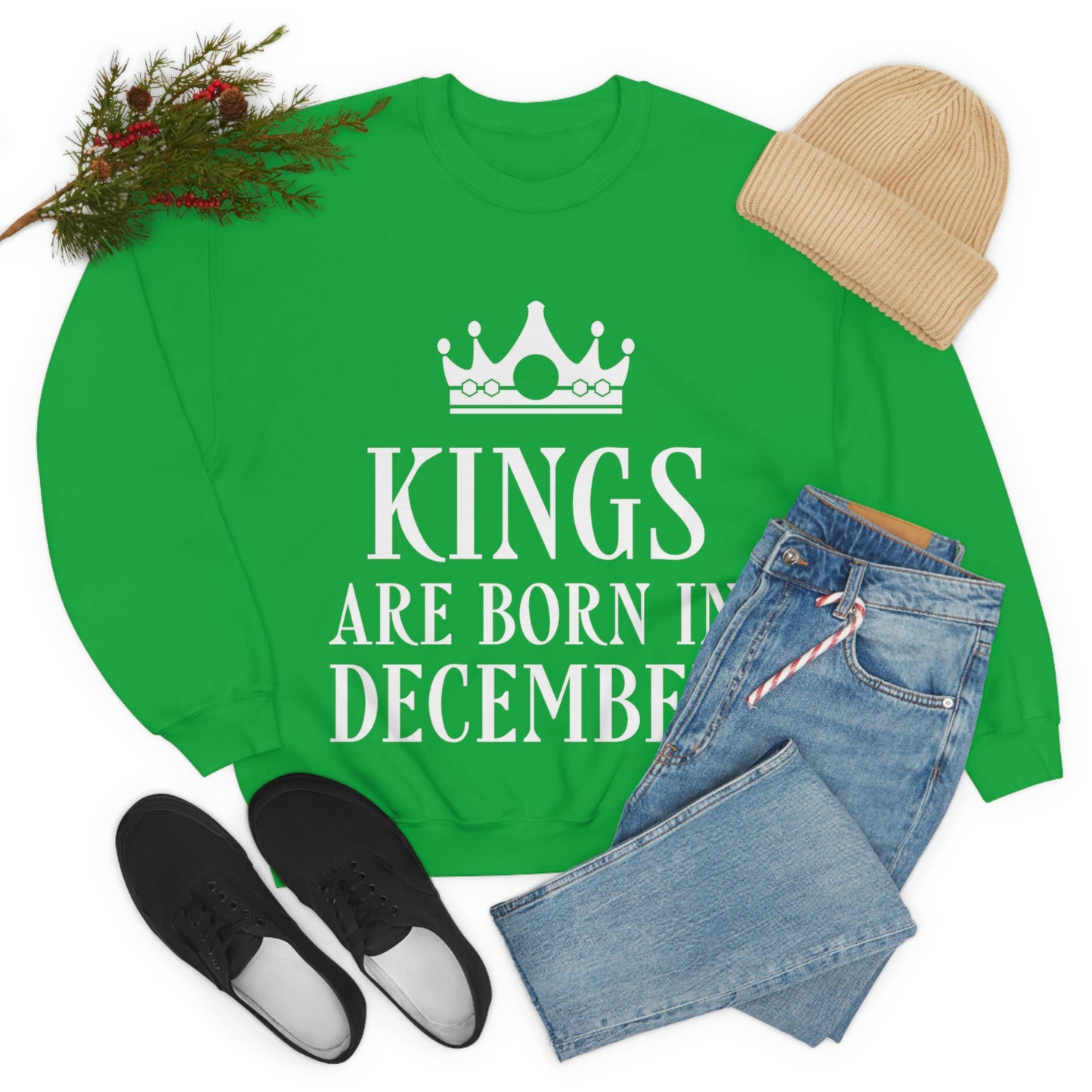 Kings Are Born in December Happy Birthday Unisex Heavy Blend™ Crewneck Sweatshirt