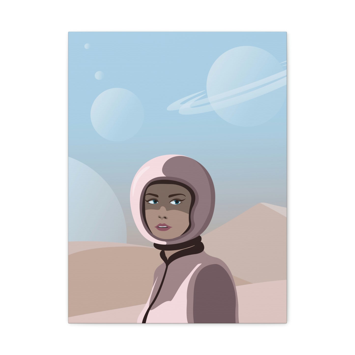 Astronaut Woman Aliens Minimal Aesthetic Classic Art Canvas Gallery Wraps