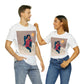 Women Angel Portrait Sitting On Clouds Cartoon Art Unisex Jersey Short Sleeve T-Shirt