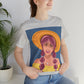 Happy Woman with Rose Hair Aesthetic Art Unisex Jersey Short Sleeve T-Shirt