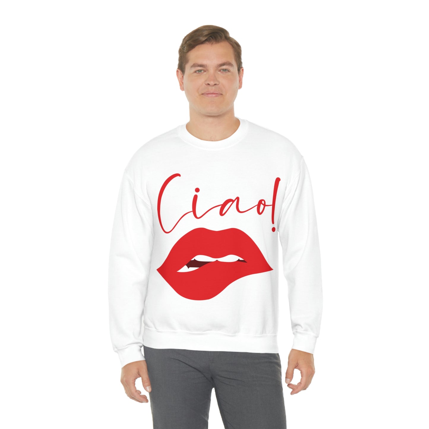 Ciao Hello Goodbye Red Lips Lipstick Unisex Heavy Blend™ Crewneck Sweatshirt