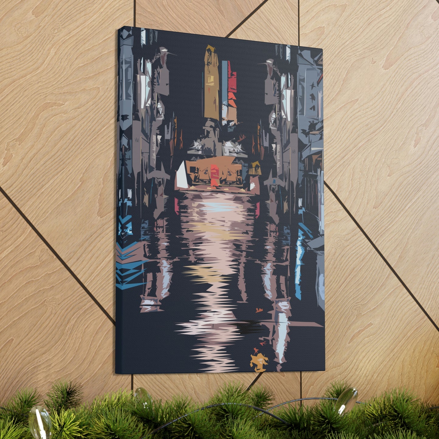 City Night Modern Abstract Classic Art Canvas Gallery Wraps