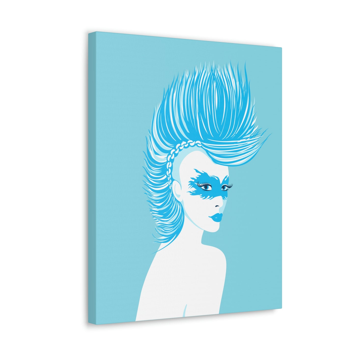 Blue Punk Woman Art Unique Edgy Graphic Aesthetic Classic Art Canvas Gallery Wraps