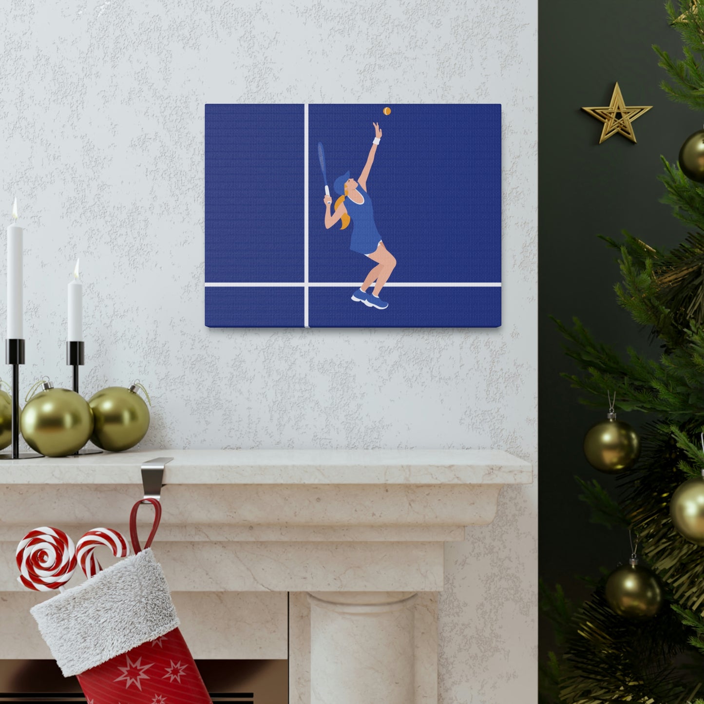 Tennis Player Blue Art Sports Team Classic Art Canvas Gallery Wraps