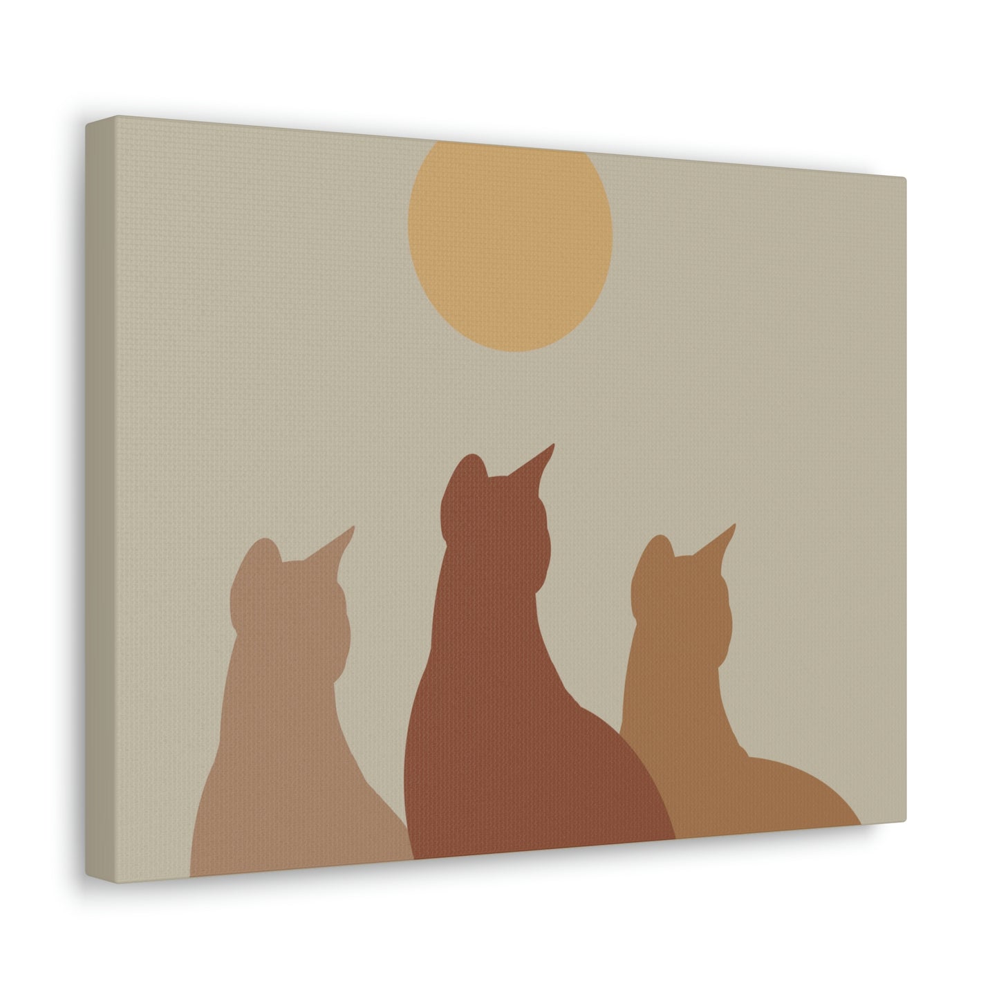 Abstract Boho Cats Relaxed Aesthetic Beige Minimalist Classic Art Canvas Gallery Wraps