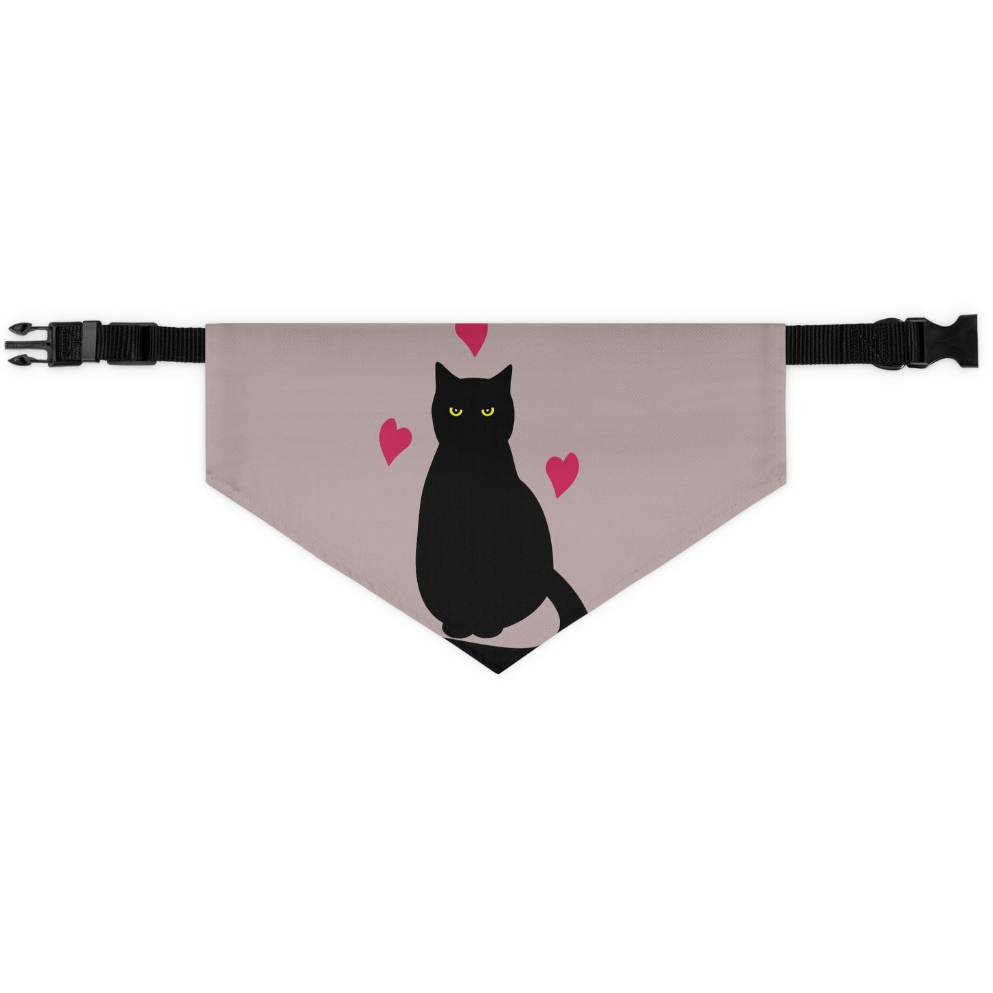 Black Cat with Heart Love Pet Bandana Collar