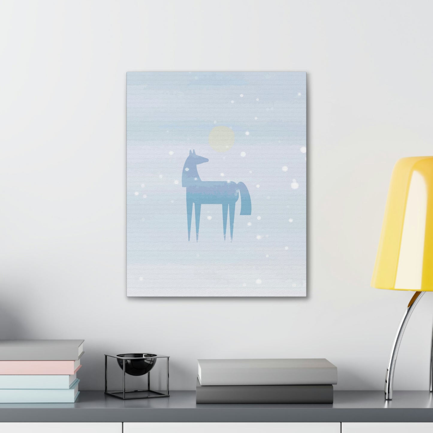 Horse Under the Snow Winter Landscape Art Aesthetic Classic Art Canvas Gallery Wraps