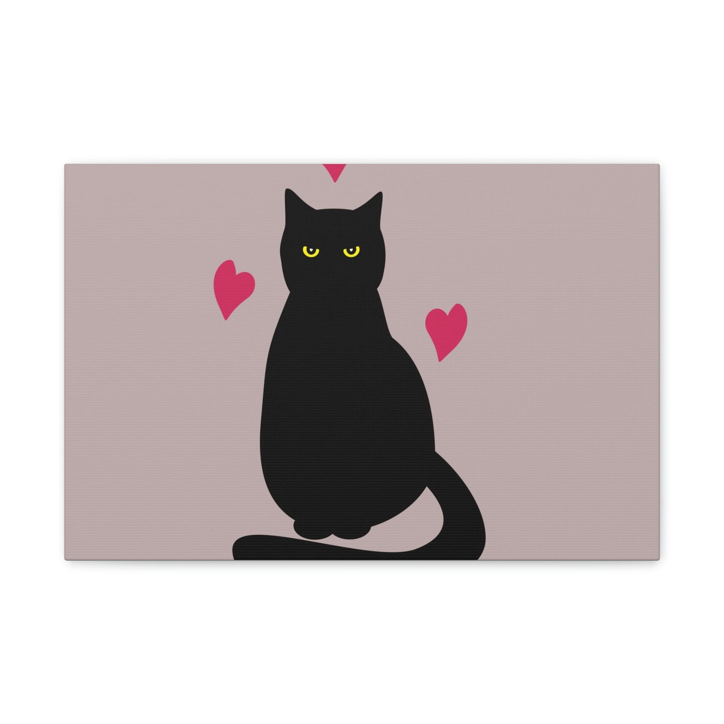 Black Cat with Heart Love Aesthetic Classic Art Canvas Gallery Wraps