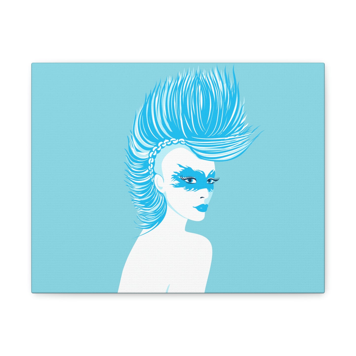 Blue Punk Woman Art Unique Edgy Graphic Aesthetic Classic Art Canvas Gallery Wraps