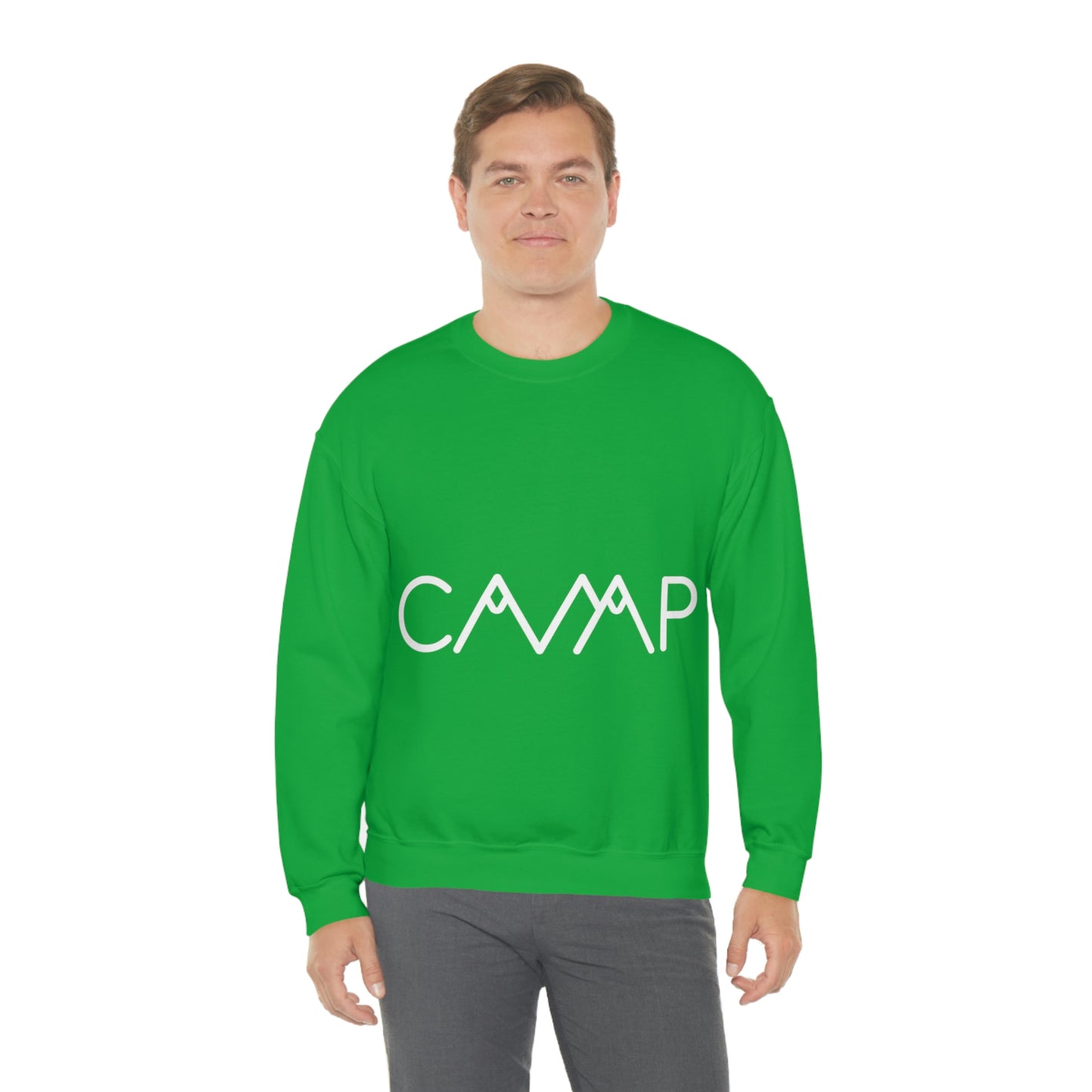 Camping Typography Minimal Art White Text Unisex Heavy Blend™ Crewneck Sweatshirt