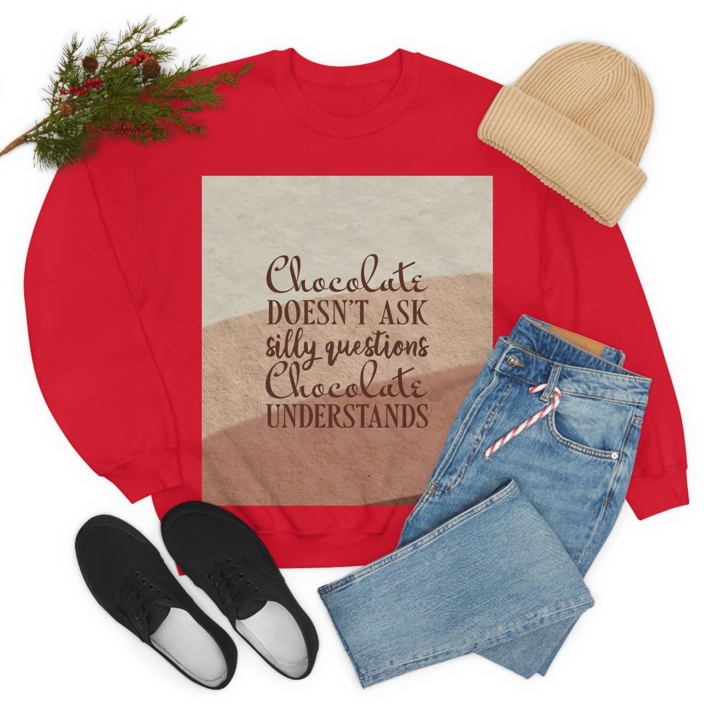 Chocolate Doesn’t Ask Questions Indulge in the Sweetness  Unisex Heavy Blend™ Crewneck Sweatshirt