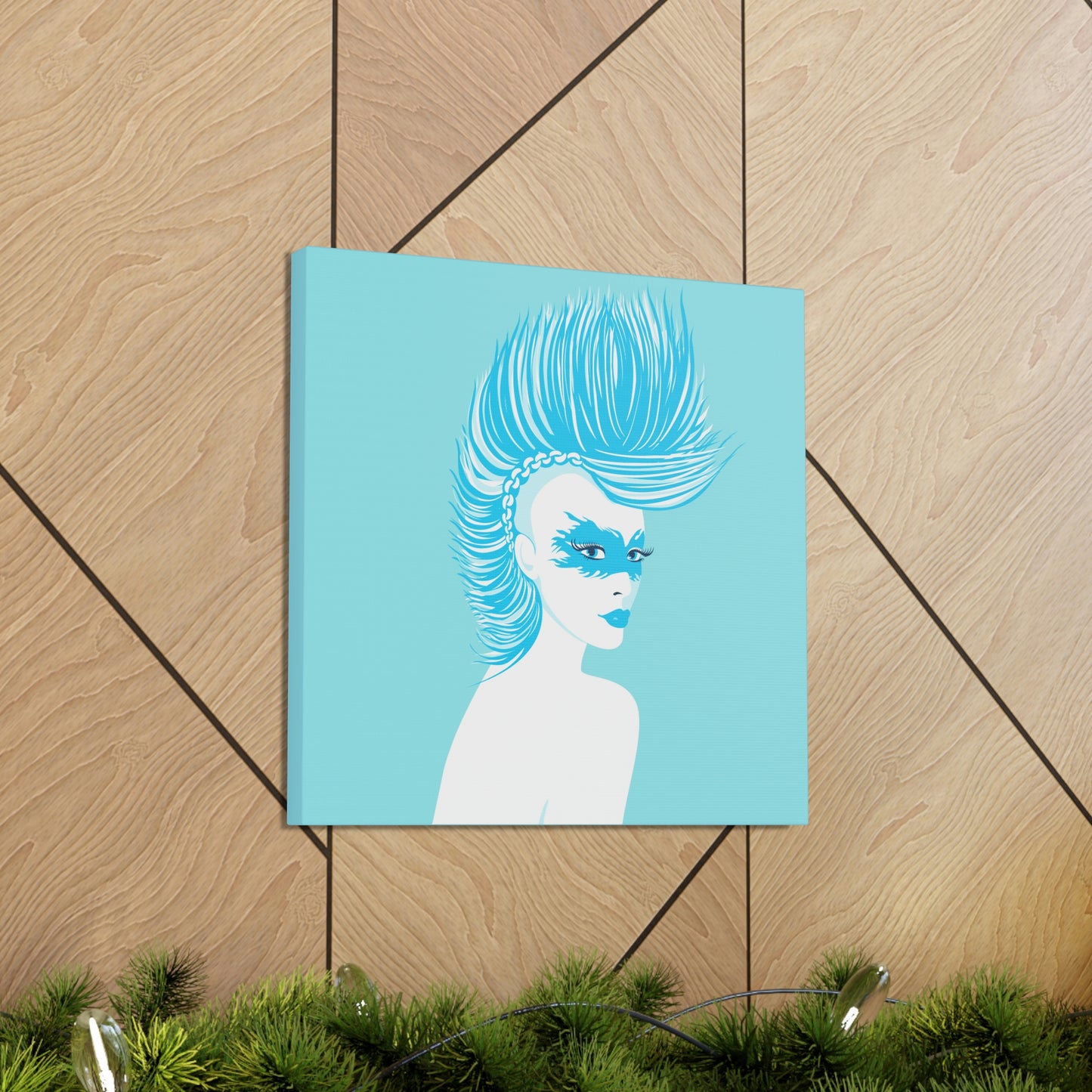 Blue Punk Woman Art Unique Edgy Graphic Aesthetic Classic Art Canvas Gallery Wraps