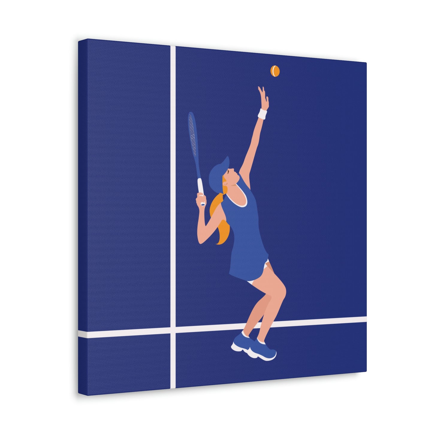 Tennis Player Blue Art Sports Team Classic Art Canvas Gallery Wraps