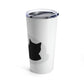 Black White Cat with Shadow Zen Animals Lovers Stainless Steel Hot or Cold Vacuum Tumbler 20oz