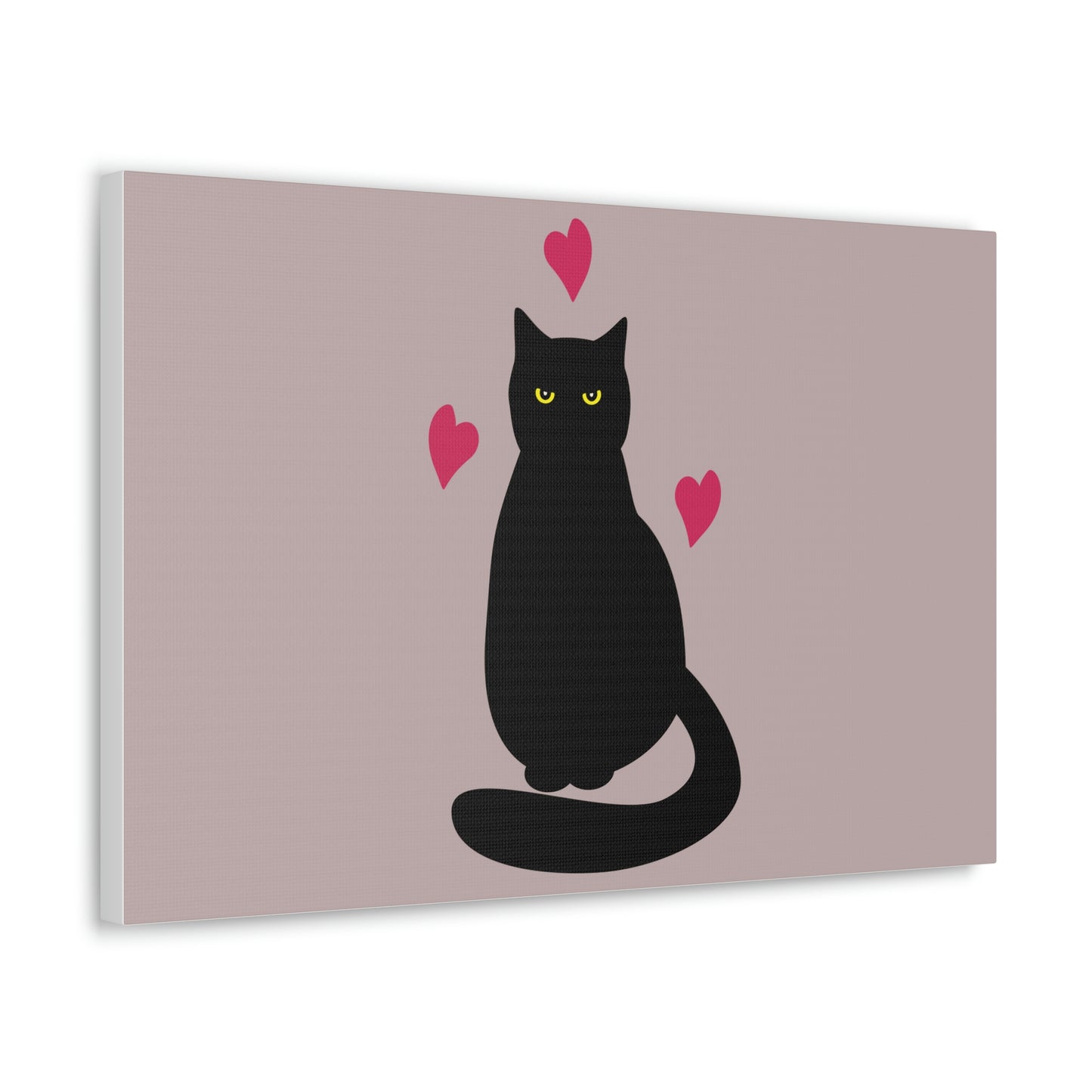 Black Cat with Heart Love Aesthetic Classic Art Canvas Gallery Wraps