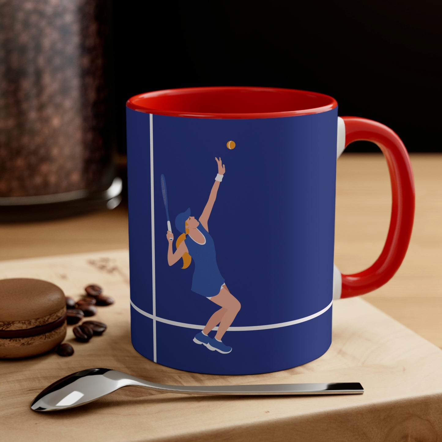 Tennis Player Blue Art Sports Team Accent Coffee Mug 11oz