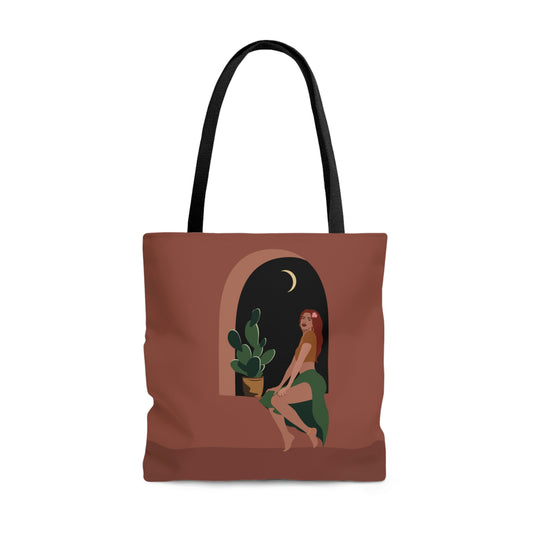 Island Girl Siesta Freen Plant Boho Style Art AOP Tote Bag