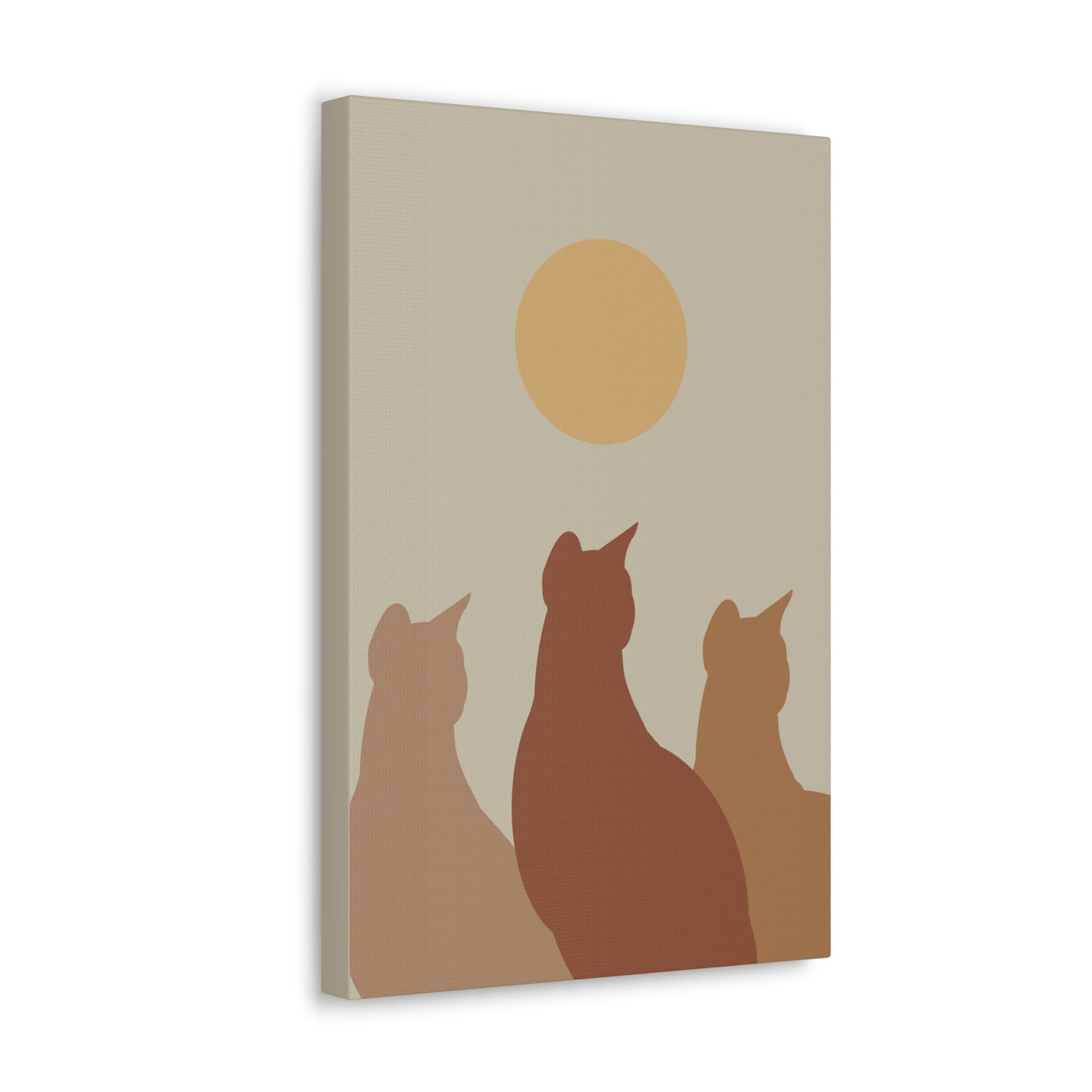 Abstract Boho Cats Relaxed Aesthetic Beige Minimalist Classic Art Canvas Gallery Wraps