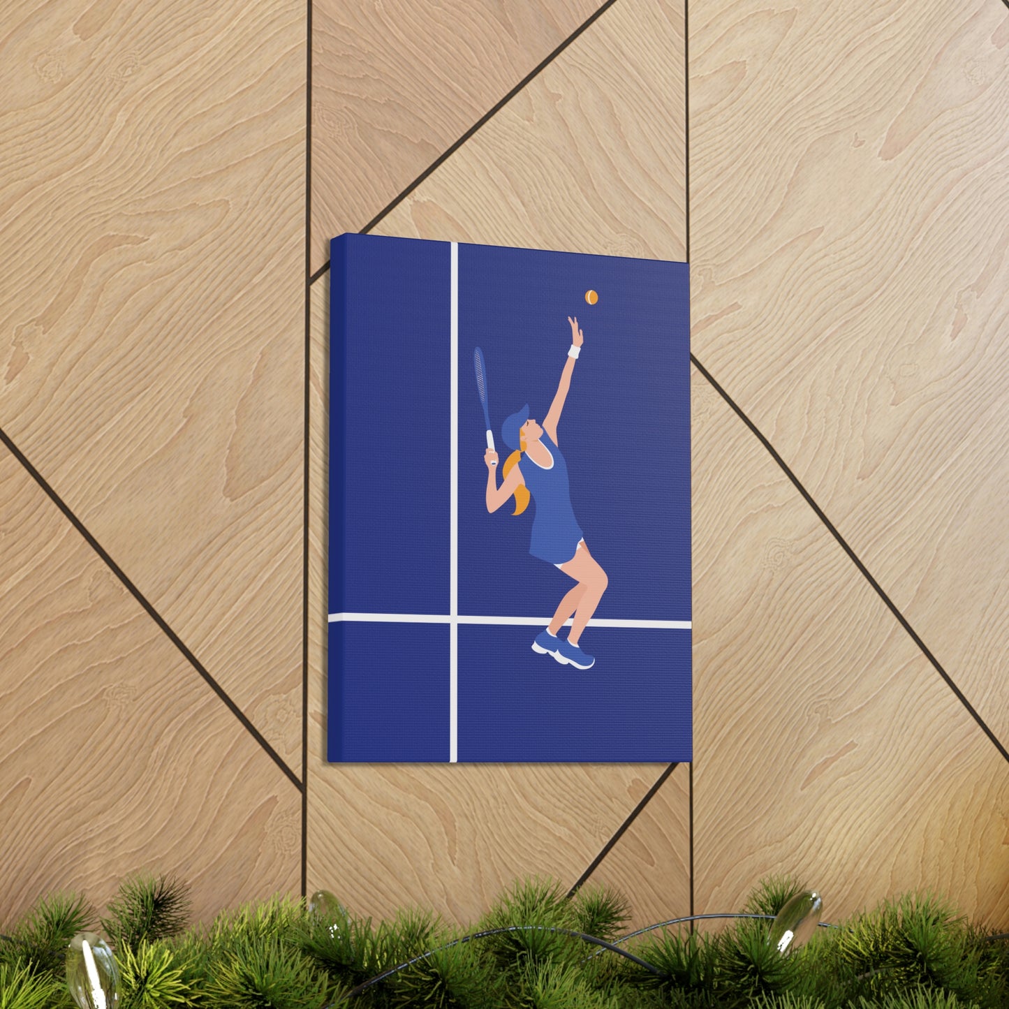 Tennis Player Blue Art Sports Team Classic Art Canvas Gallery Wraps