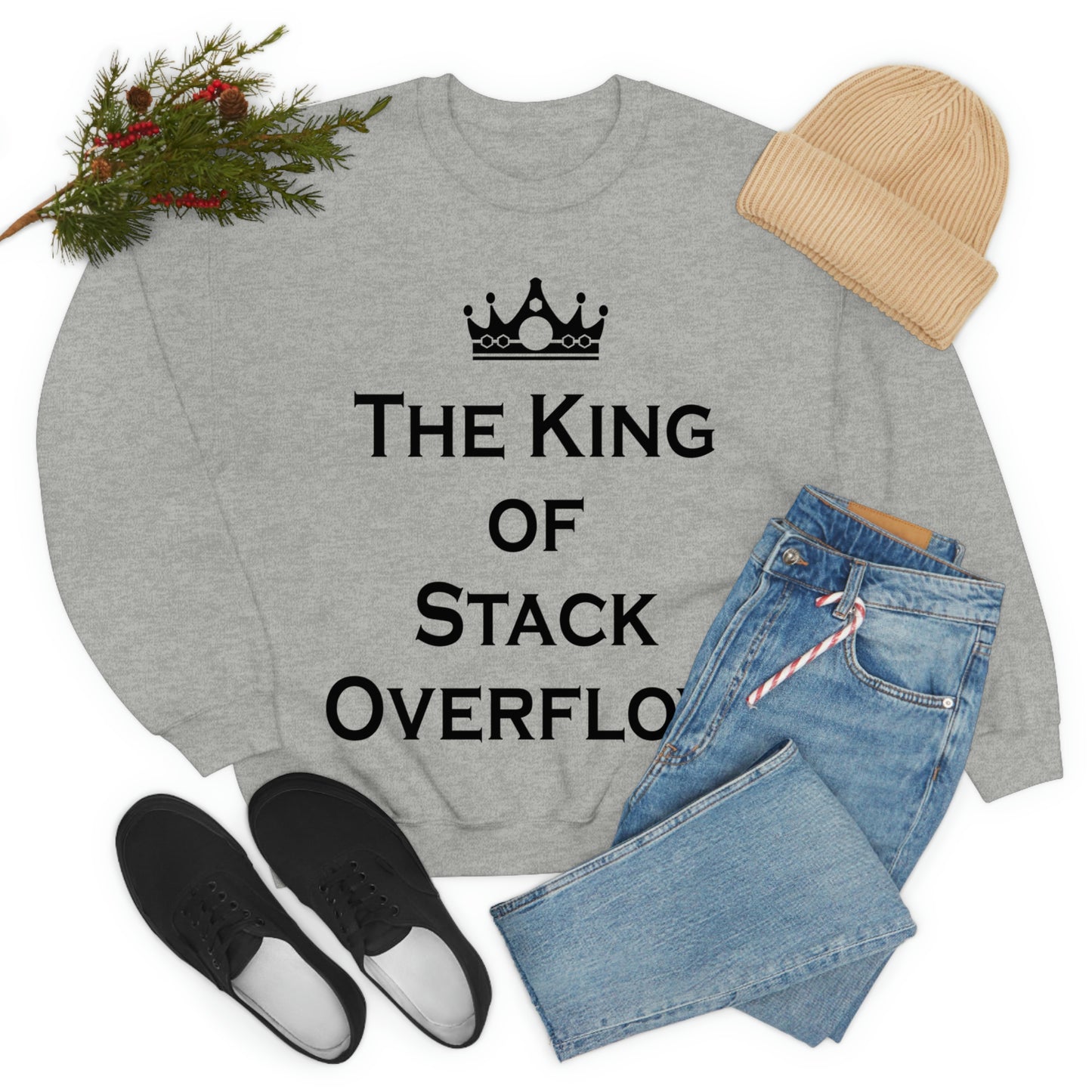 The King of Stack Overflow IT Funny Coding Unisex Heavy Blend™ Crewneck Sweatshirt