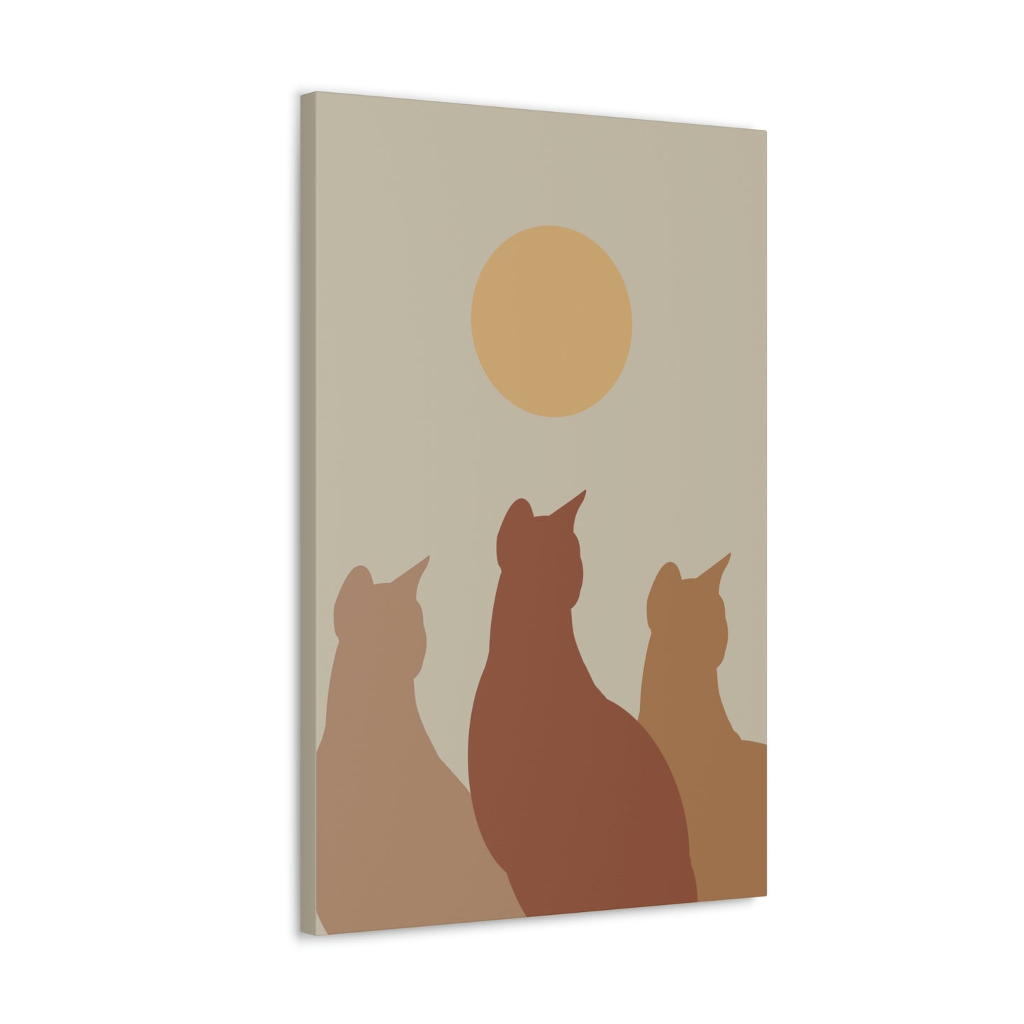 Abstract Boho Cats Relaxed Aesthetic Beige Minimalist Classic Art Canvas Gallery Wraps