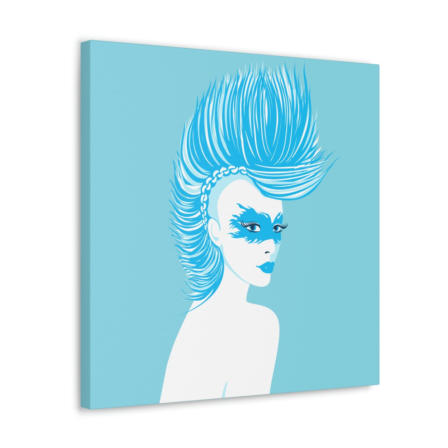 Blue Punk Woman Art Unique Edgy Graphic Aesthetic Classic Art Canvas Gallery Wraps