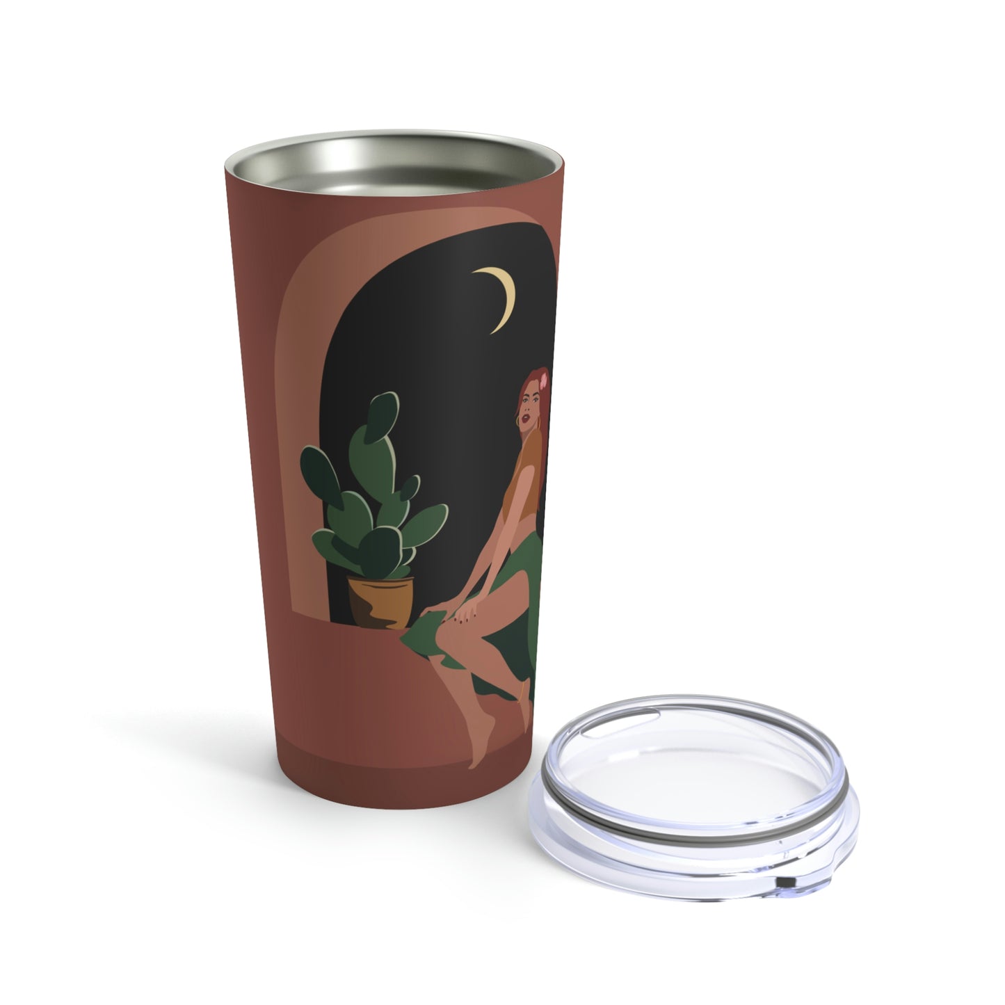 Island Girl Siesta Freen Plant Boho Style Art Stainless Steel Hot or Cold Vacuum Tumbler 20oz